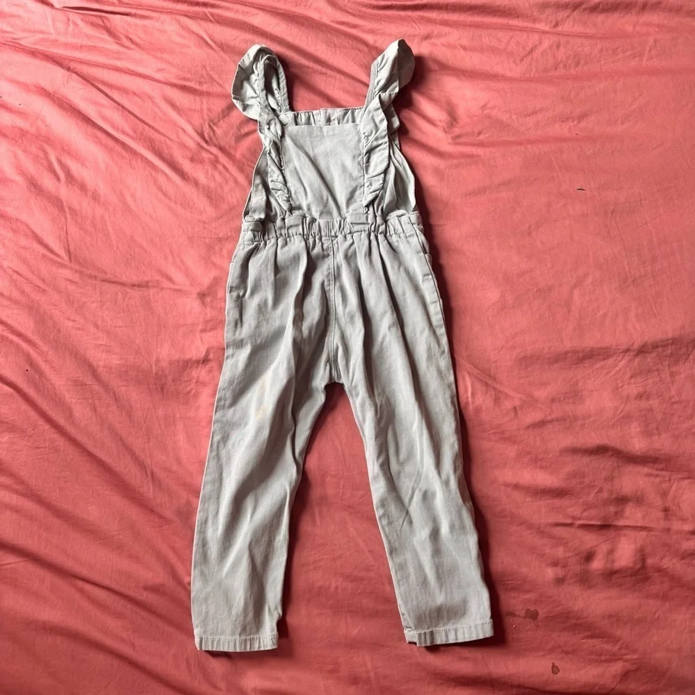 Zara Kids Sage green Cargo Frilly Overalls Size 3/4 3T